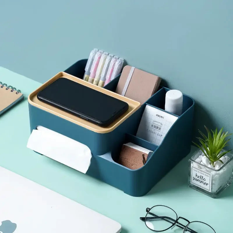 Multifunctional Organizer for Desk with Tissue Holder - Clarify.pk