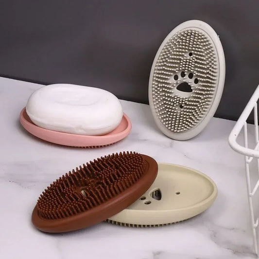 Multifunctional Silicone Soap Box with Brush - Clarify.pk
