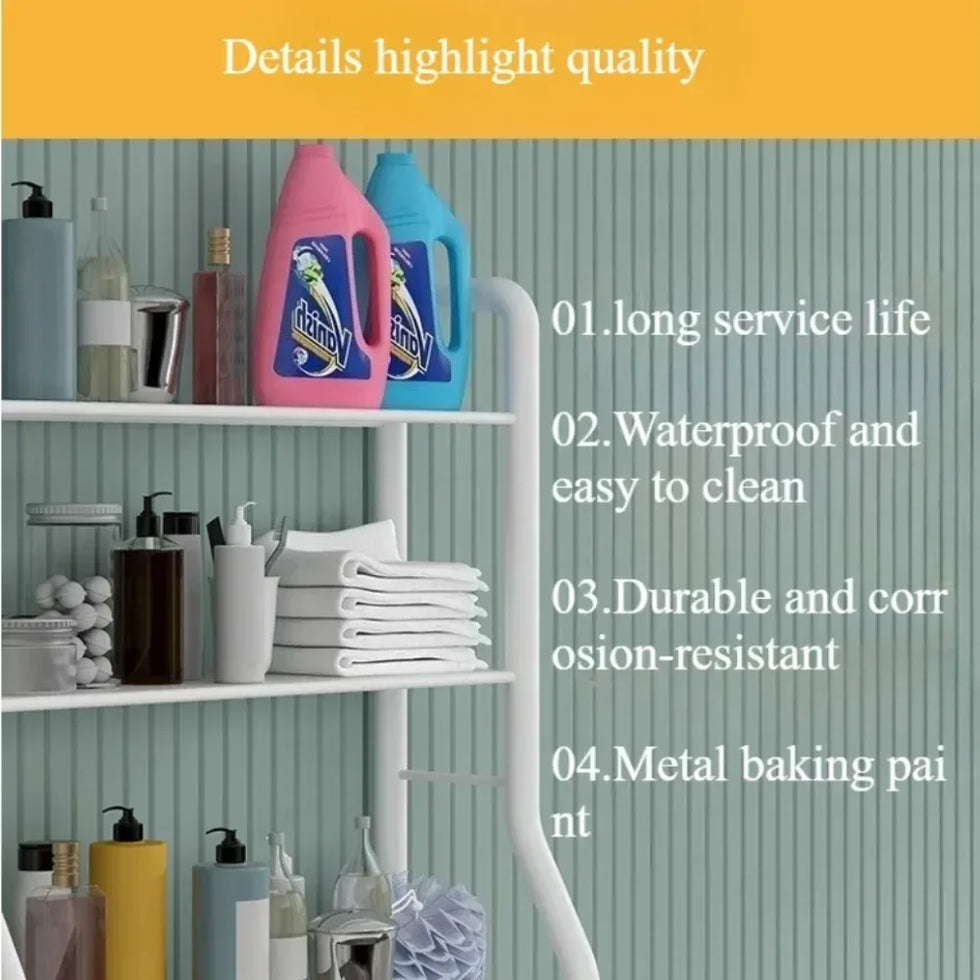 Multifunctional Toilet Rack with Shelves - Black - Clarify.pk