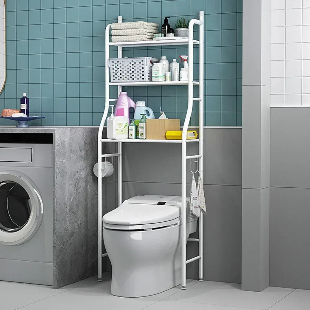 Multifunctional Toilet Rack with Shelves - Black - Clarify.pk