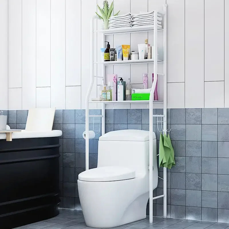 Multifunctional Toilet Rack with Shelves - Black - Clarify.pk