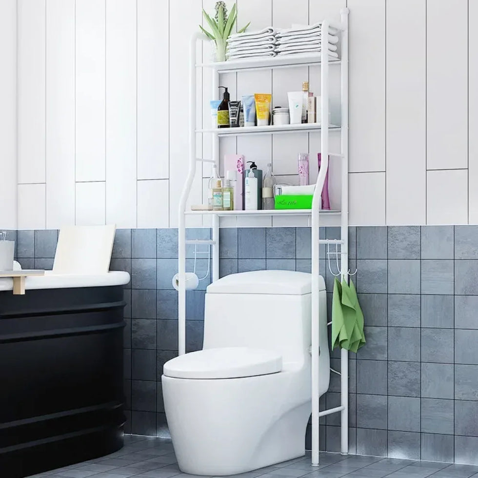Multifunctional Toilet Rack with Shelves - Black - Clarify.pk
