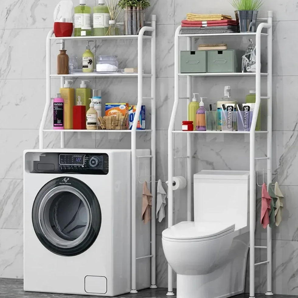 Multifunctional Toilet Rack with Shelves - Black - Clarify.pk