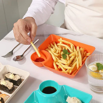 Pack of 4 Multipurpose Snack Plates with Sauce Compartment - Clarify.pk