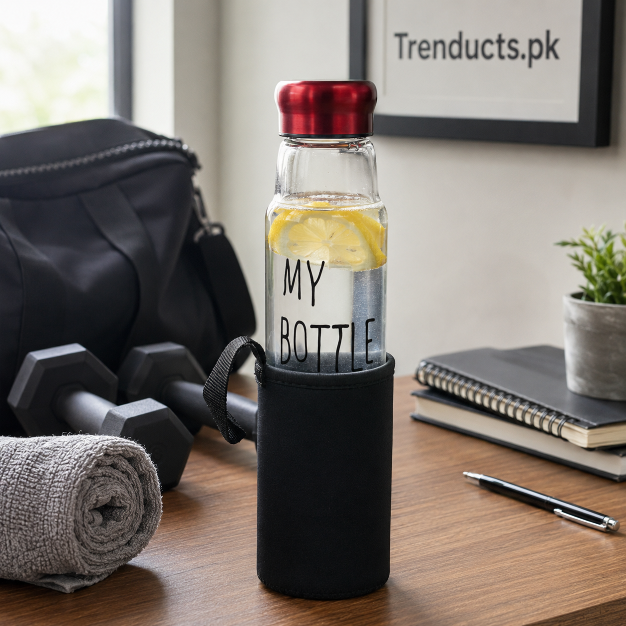 "My Bottle" Glass Bottle with Protective Pouch
