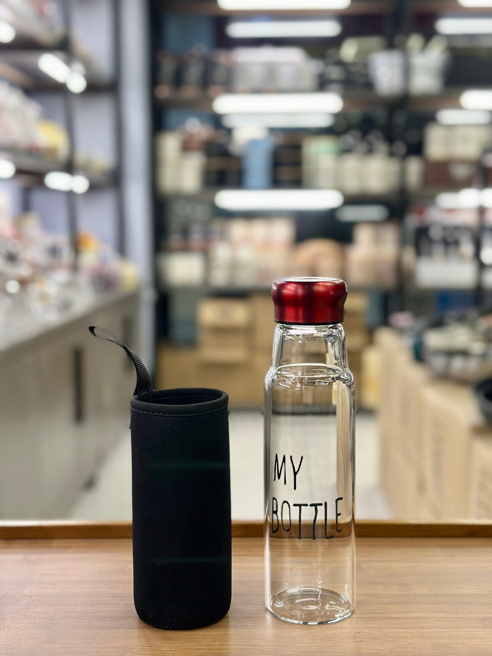 "My Bottle" Glass Bottle with Protective Pouch