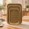 Natural Grid-Weave 3-Piece Serving Tray Set