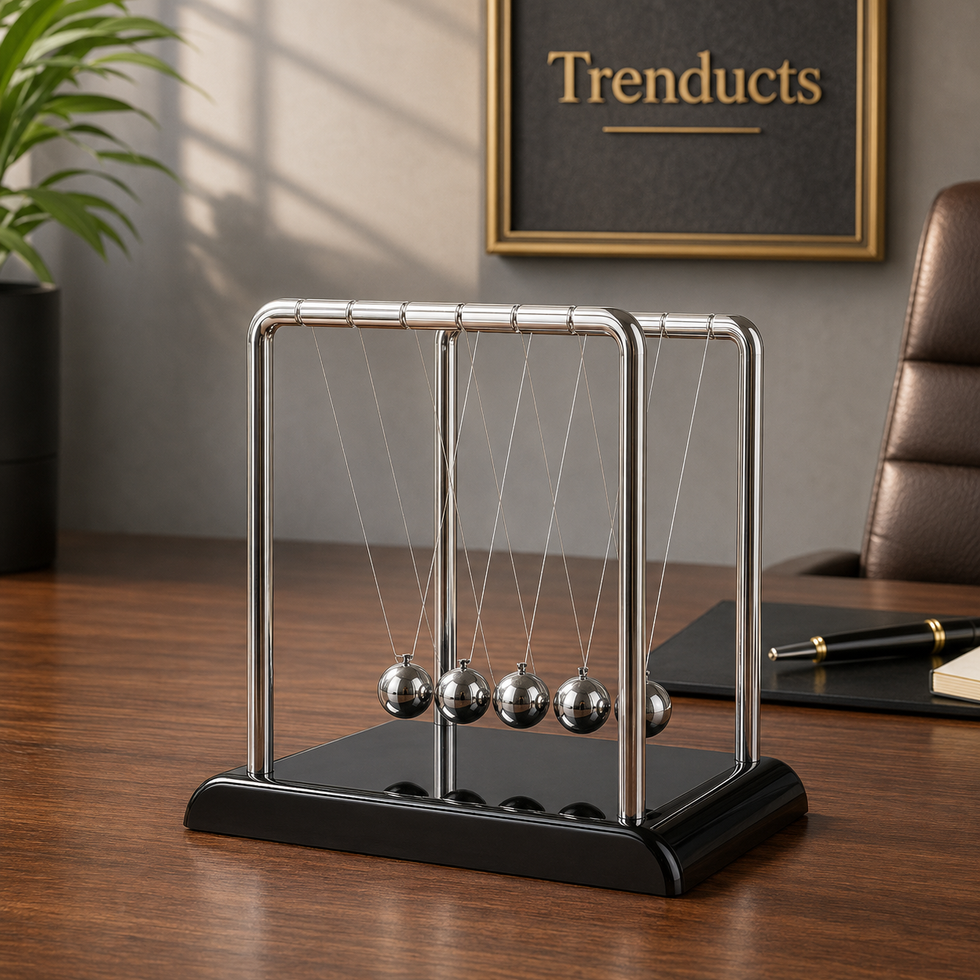 Newton’s Cradle with Steel Balls & Black Base