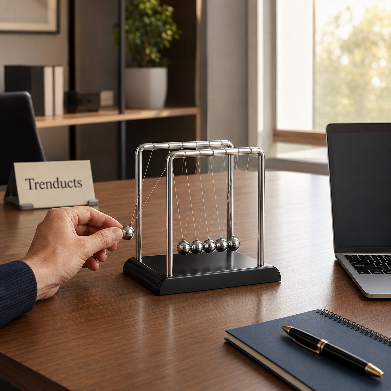 Newton’s Cradle with Steel Balls & Black Base