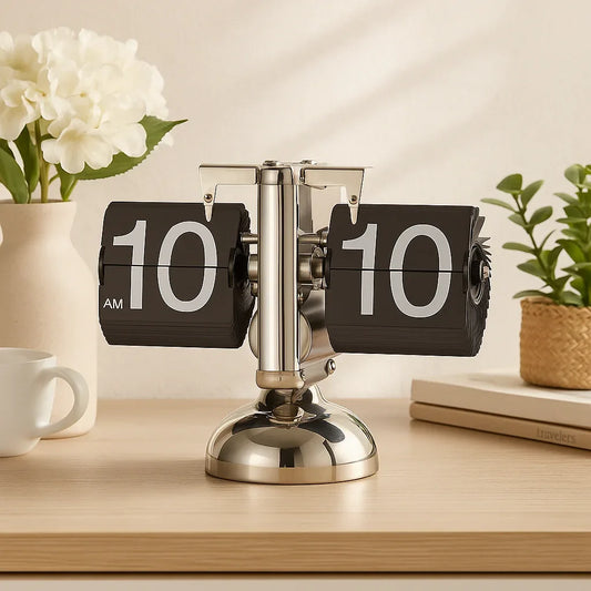Flip desk clock retro - Metal Vintage Flip Clock - Clarify.pk