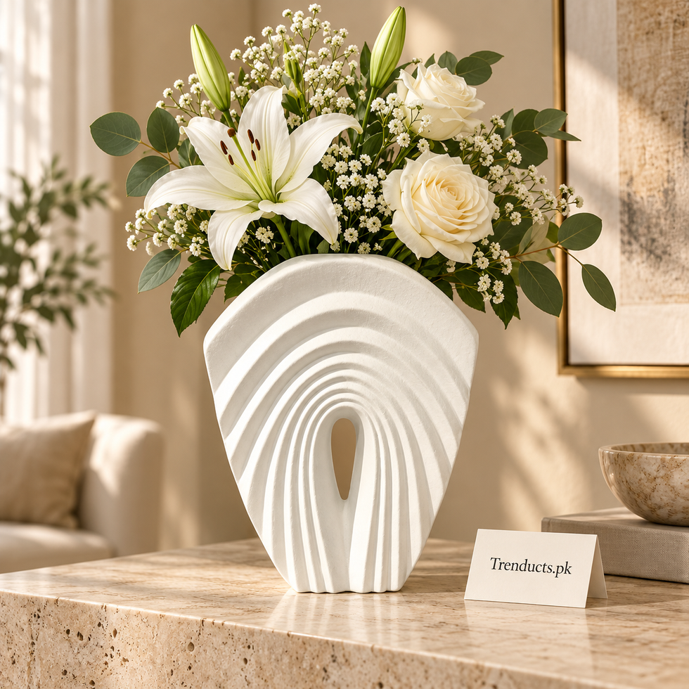 Open-Center Sculptural Ceramic Flower Vase