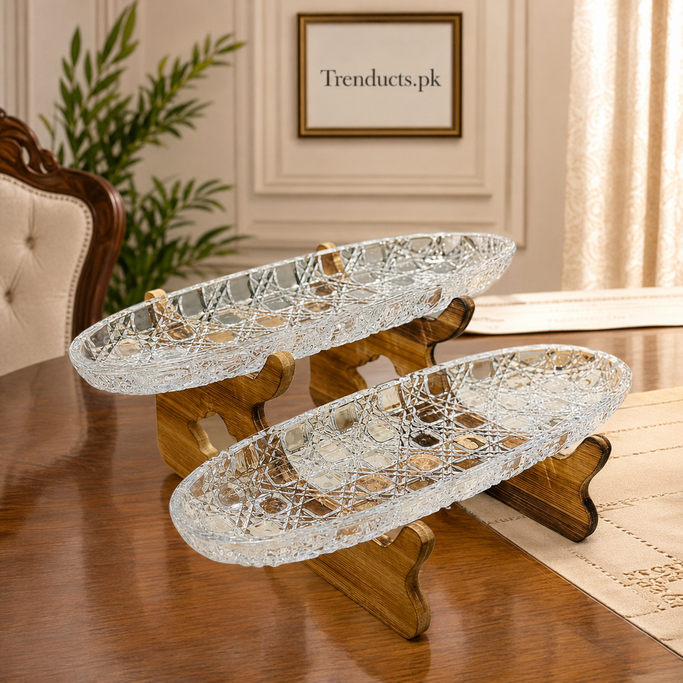 Oval 2-Tier Walnut Wood Serving Platter