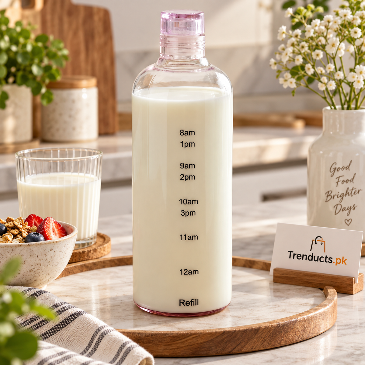 1000ml Glass Water Bottle for Daily Hydration