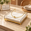 Clear Acrylic Napkin Holder with Gold Metal Stand