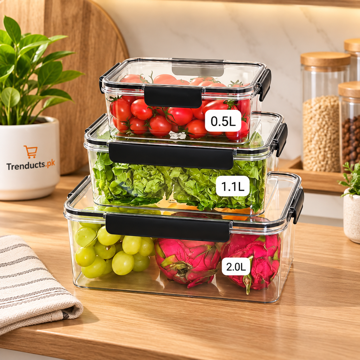 3-Piece Clear Food Storage Box Set