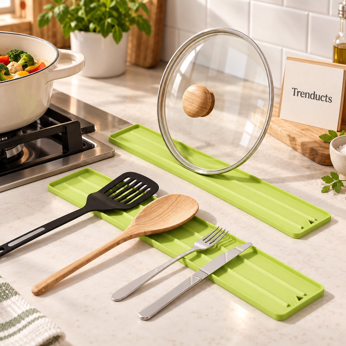 Silicone Lid Holder & Spoon Rest for Kitchen