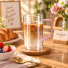 300ml Pink Handle Glass Drinking Cup