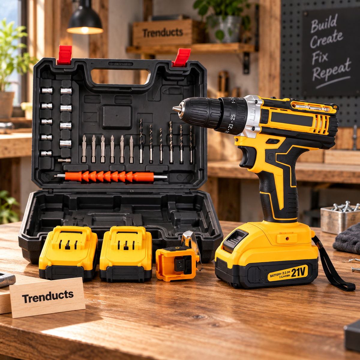 Cordless Drill Machine Kit with 2 Batteries