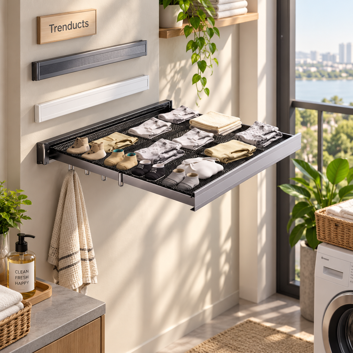 Foldable Wall-Mounted Clothes Drying Rack