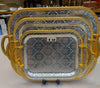 Pearl Damask 3-Piece Stainless Steel Tray Set