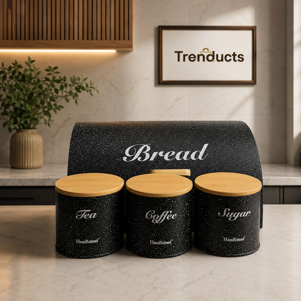 Haus Roland Black Speckled Bread Box & 3 Canister Set