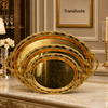 Baroque Gold Oval 3-Piece Steel Tray Set