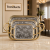 Botanical Leaf 3-Piece Steel Serving Tray Set