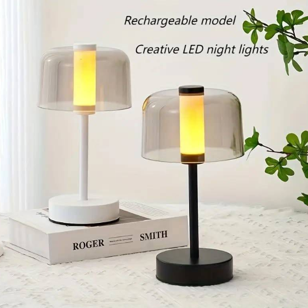 Pearl Glow Glass Table Lamp with 3 Light Modes