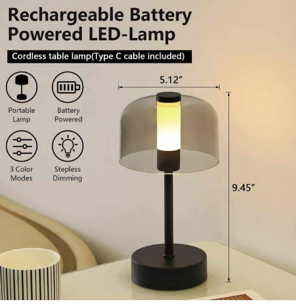 Pearl Glow Glass Table Lamp with 3 Light Modes