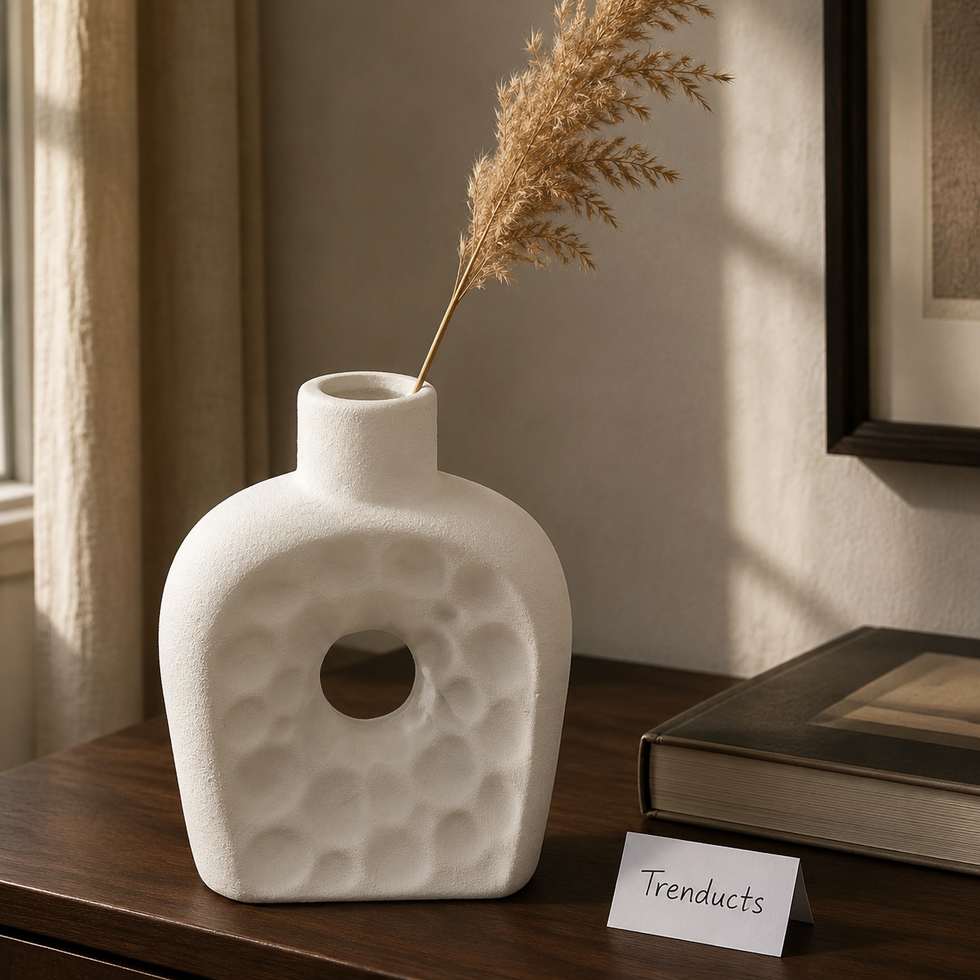 Pebble Arch Ring White Ceramic Vase