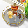 Glassy Golden Luxury Vanity Display Tray with Mirror Base
