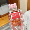 800ml Sports Water Bottle With Straw - Bear Design - Clarify.pk