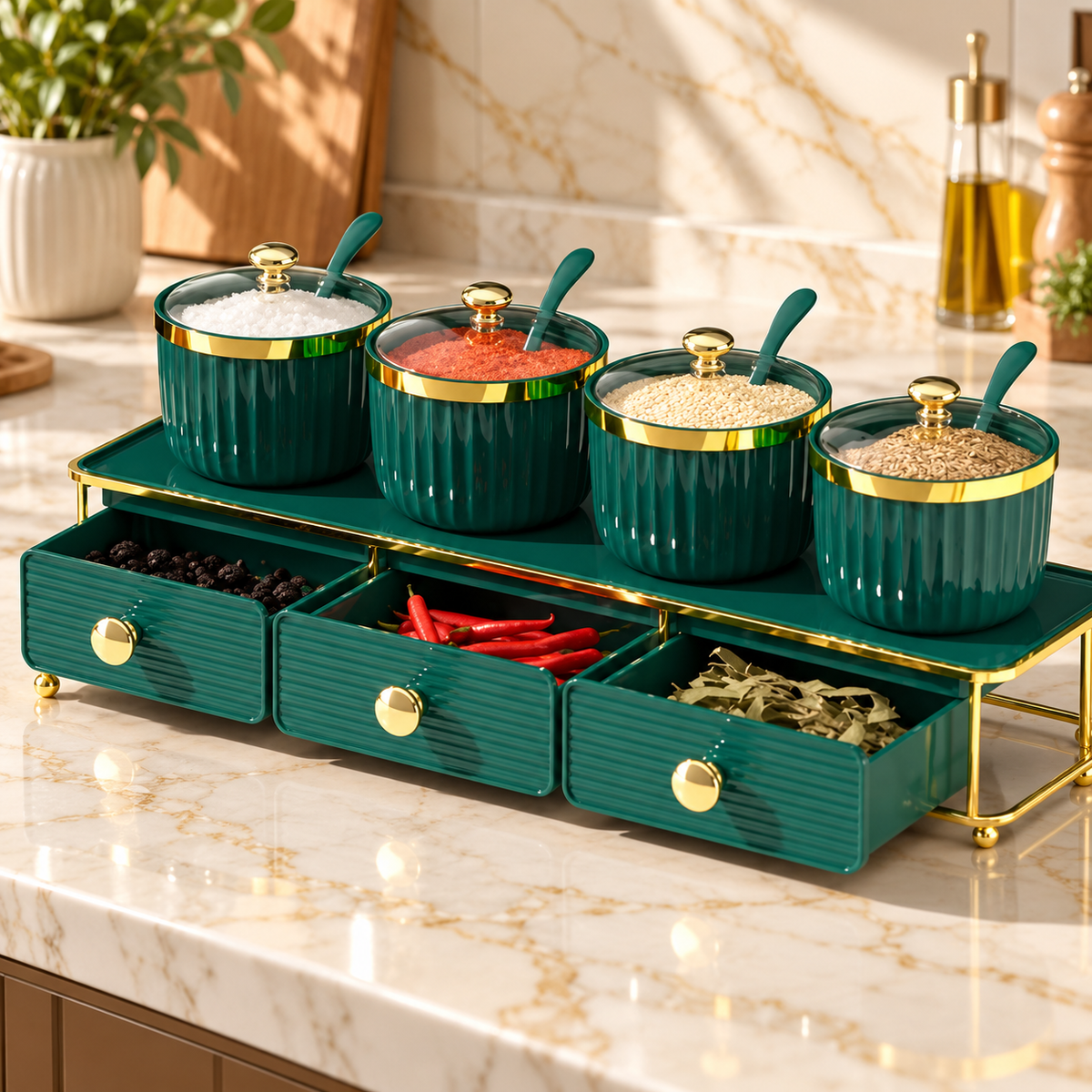 Luxury Double-Tier Spice Jar Organizer