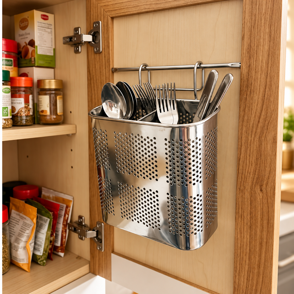 Cabinet-Hanging Steel Cutlery Holder
