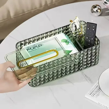 Luxury Plastic Tissue Organizer Box with Lid - Clarify.pk