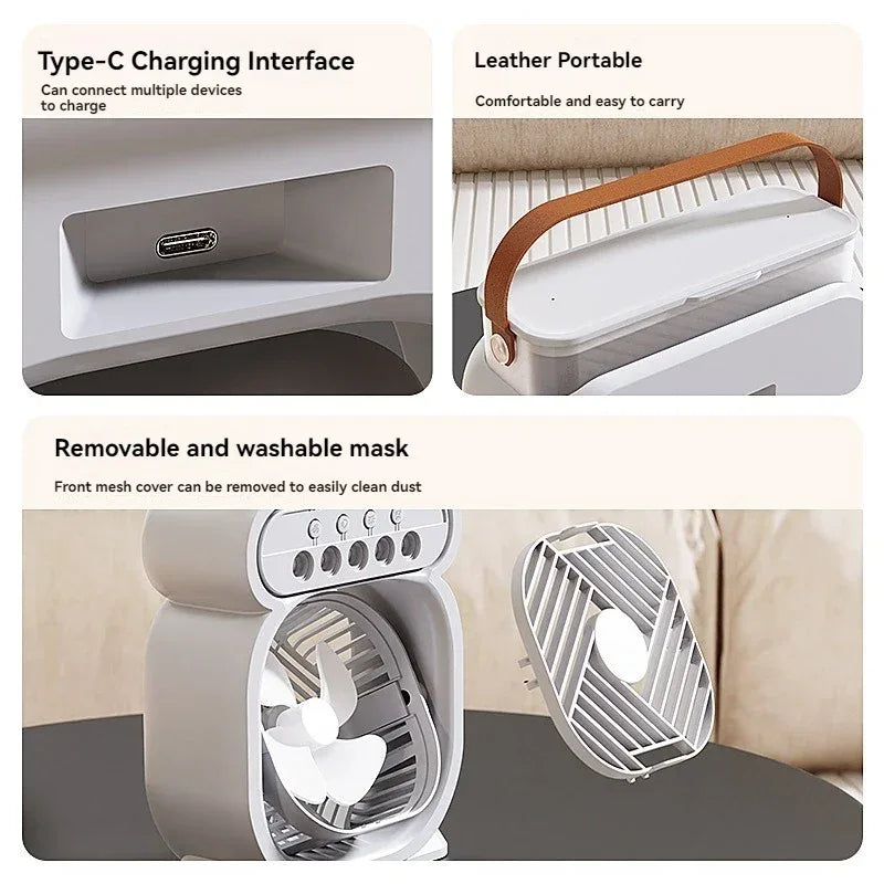 3 in 1 Air Conditioner Water Mist Fan with Night Lamp