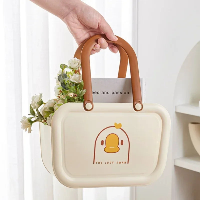Portable Bathroom Storage Basket with Handles