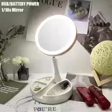 Portable Double-Sided Vanity Mirror with USB Light - Clarify.pk