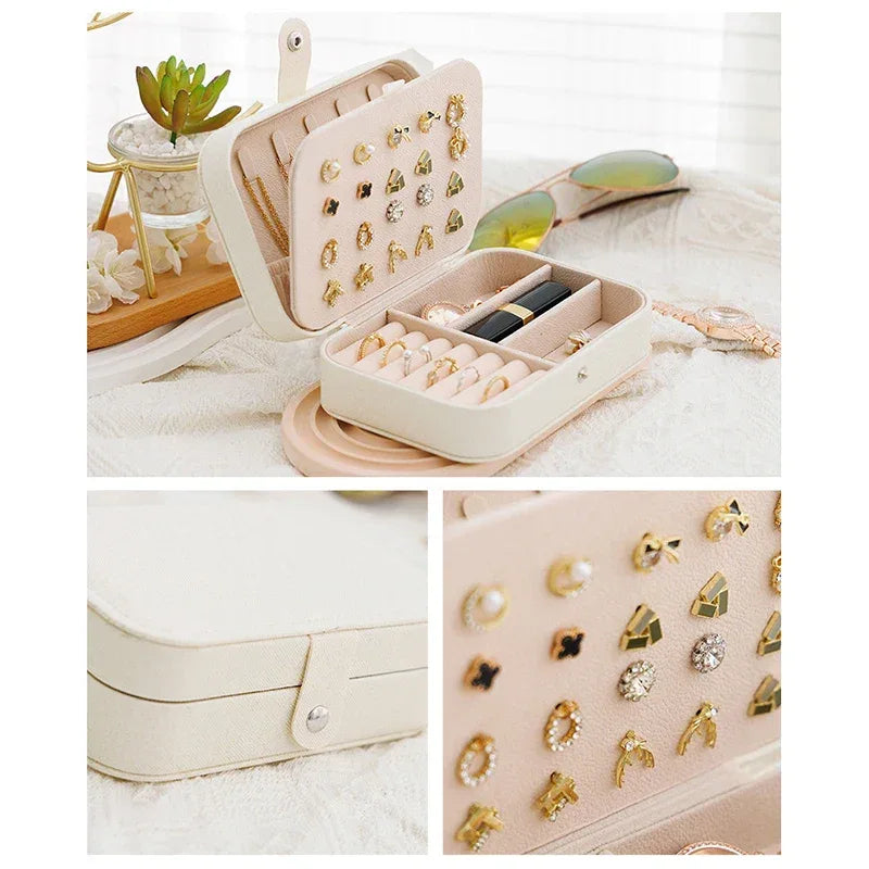 Portable Jewelry Storage Box with Multiple Compartments