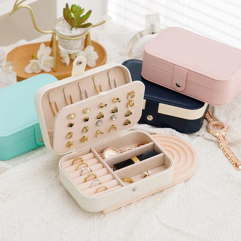 Portable Jewelry Storage Box with Multiple Compartments