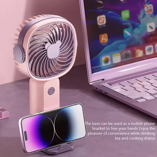 Portable Mini Fan USB Rechargeable with Phone Stand - Clarify.pk