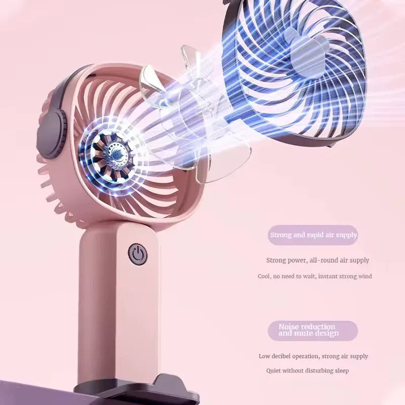 Portable Mini Fan USB Rechargeable with Phone Stand - Clarify.pk