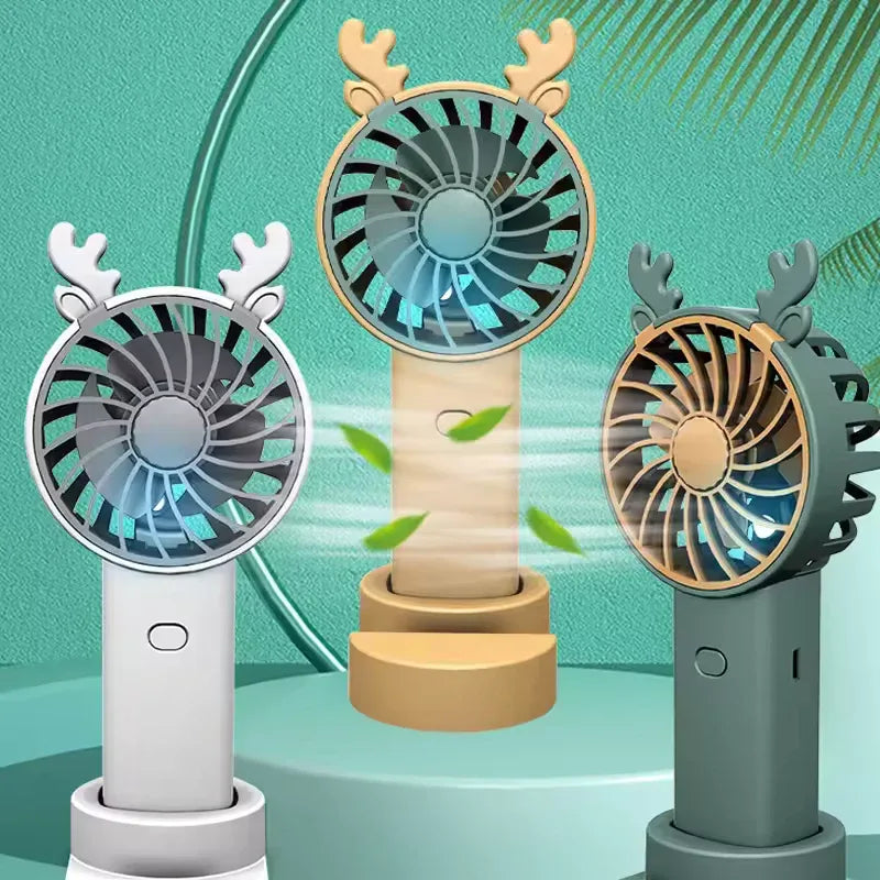 Mini Fan with Phone Stand - Portable & Cute