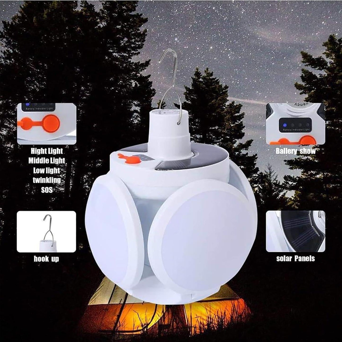 Portable Rechargeable LED Lantern with Universal Hook - Clarify.pk