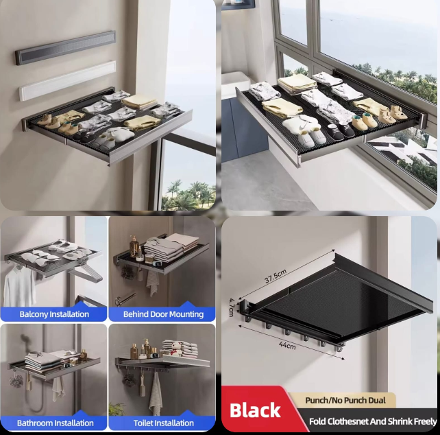 Foldable Wall-Mounted Clothes Drying Rack