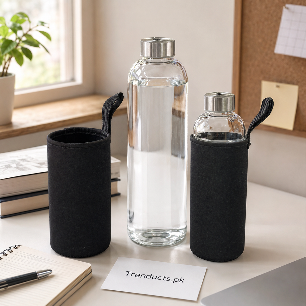 Premium Glass Water Bottle with Protective Pouch