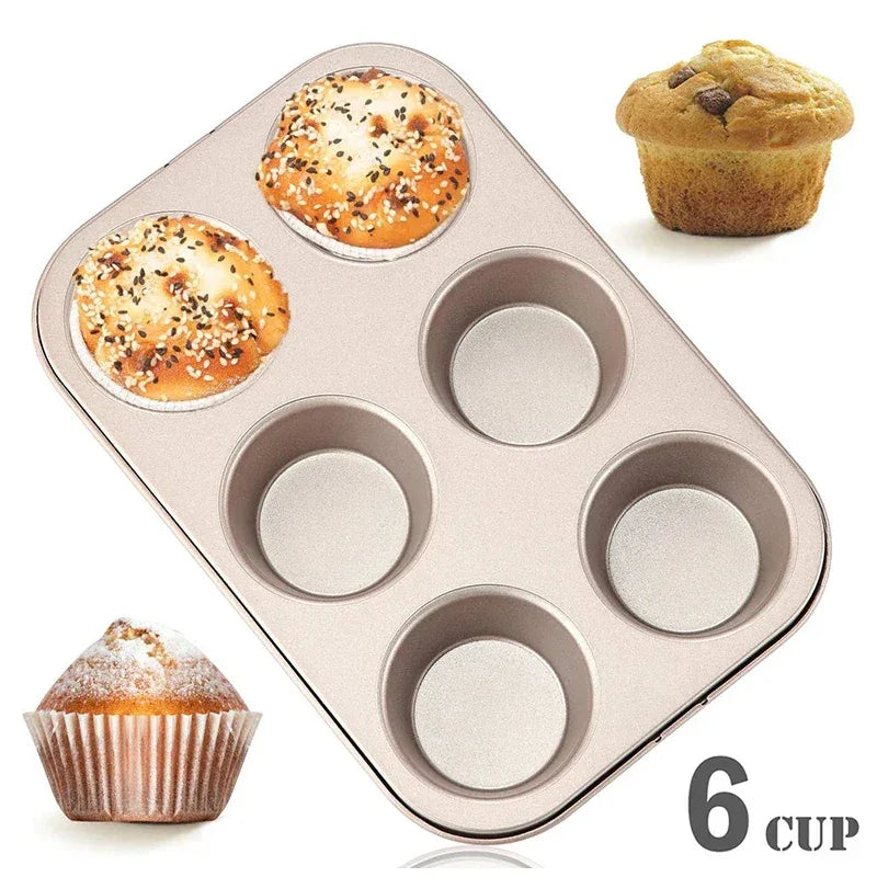 6 Cup Cupcake Baking Tray - Easy Release Muffin Pan