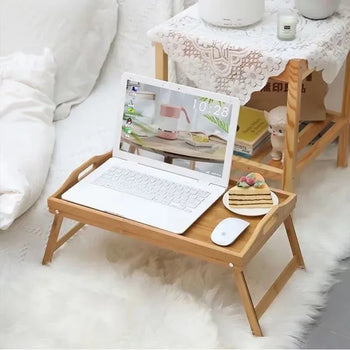 Premium Quality Natural Bamboo Table with Foldable Legs - Clarify.pk