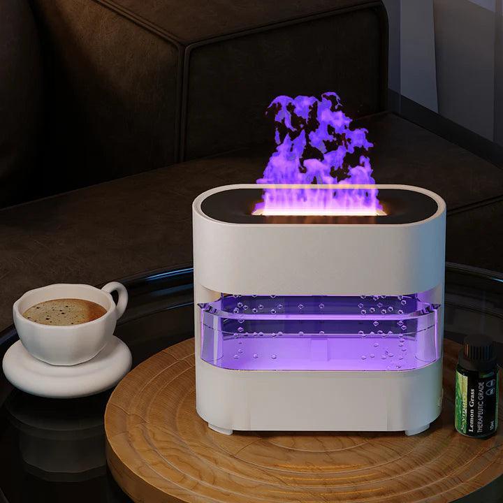Rain Effect Humidifier with Flame LED Light - Clarify.pk