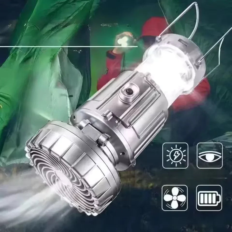 Rechargeable Camping Emergency Light with Fan